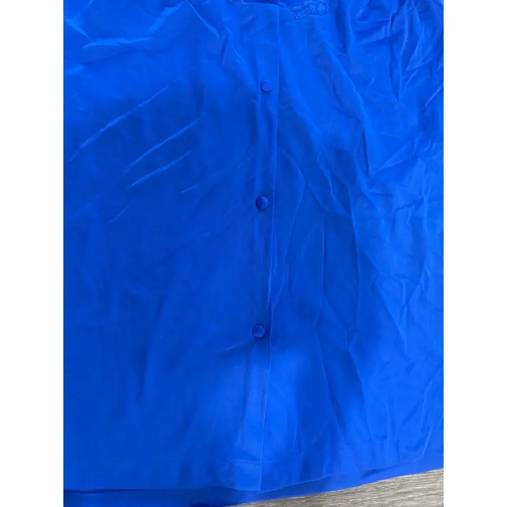 Vintage 70s Vanity Fair Royal Blue Silky Pajama Set L